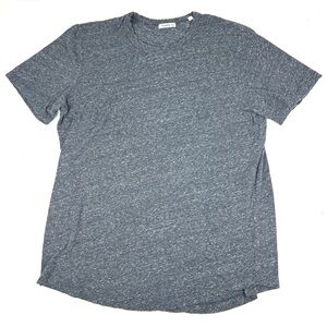 Buck Mason Curved Rounded Hem Basic Heathered Gray Tee Shirt Made In USA XXL